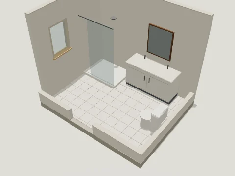 3D model render of an illustrative medium primary bathroom